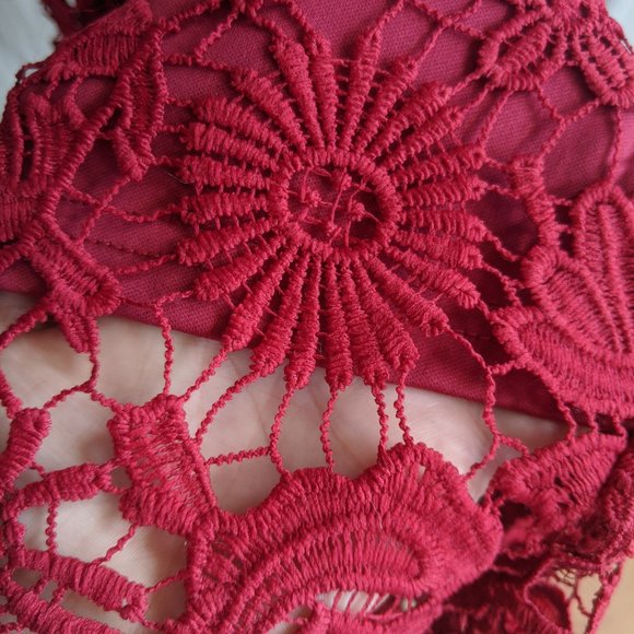 Lacey Red Halter Dress - Picture 4 of 5